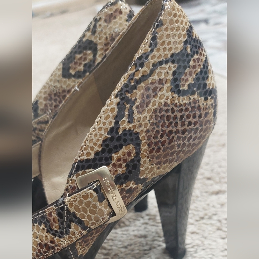 Michael Kors Strappy Brown Black Python Print Hee… - image 9
